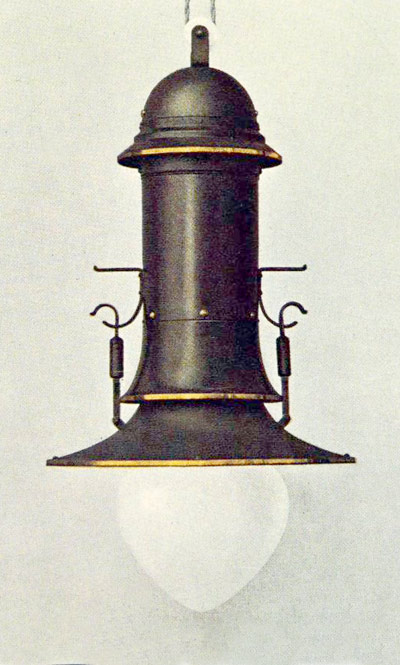 AEG Sparbogenlampe, Entwurf von Peter Behrens 1907.