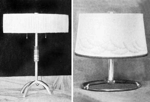 Tischleuchten von Fritz August Breuhaus de Groot für „Württembergische Metallwarenfabrik“, Geislingen - WMF. Nr. 488 und 635. 1929