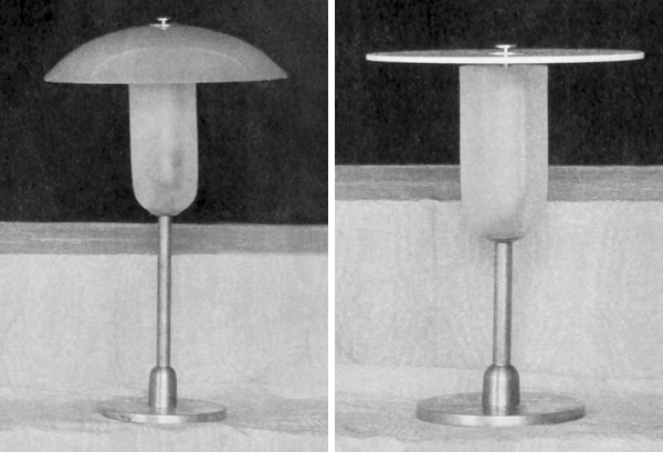 Tischleuchten von Fritz August Breuhaus de Groot
für „Württembergische Metallwarenfabrik“, Geislingen - WMF. Nr. 528 und 529. 1929.