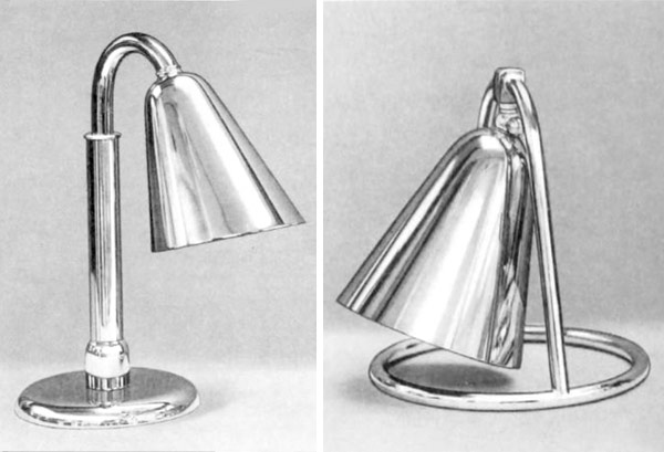 Tischleuchten von Fritz August Breuhaus de Groot
für „Württembergische Metallwarenfabrik“, Geislingen - WMF. Nr. 528 und 533. 1929.