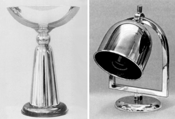 Tischleuchten von Fritz August Breuhaus de Groot
für „Württembergische Metallwarenfabrik“, Geislingen - WMF. Nr. 532 und 648. 1929.