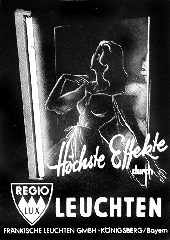 Regiolux Leuchtenanzeige von 1955.