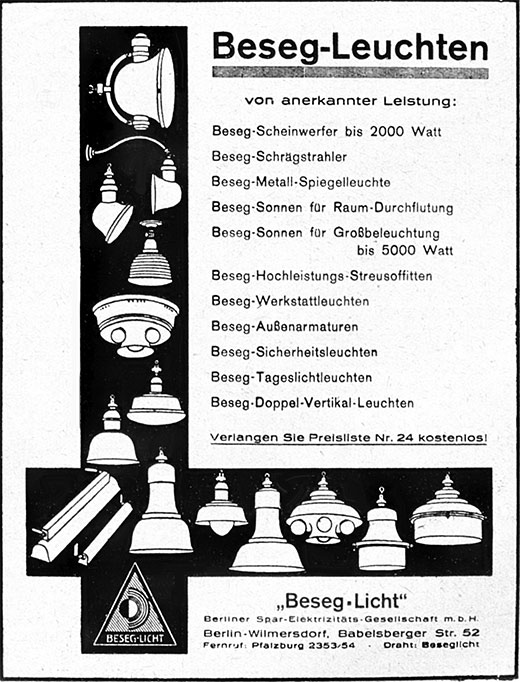 Beseg-Licht Anzeige mit Gesamtprogramm
Erscheinungstermin 1930.
