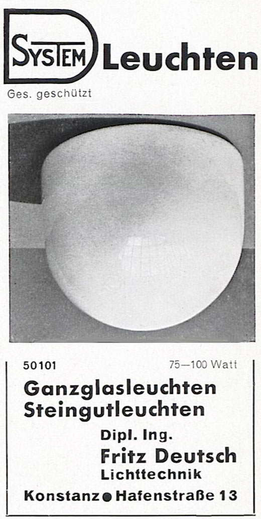 D-System Anzeige Ganzglasleuchten und Steingutleuchten 1933