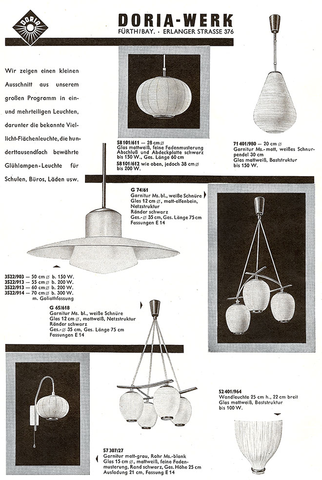 DORIA Anzeige mit Lieferprogramm
Erscheinungstermin 1959.