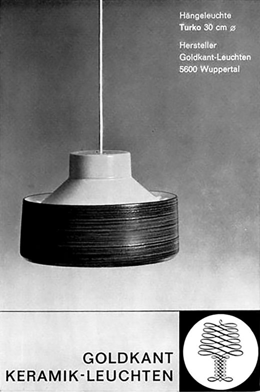 
Goldkant Anzeige mit Hängeleuchte TURKO (Ø 30 cm).
Erscheinungstermin 1967 