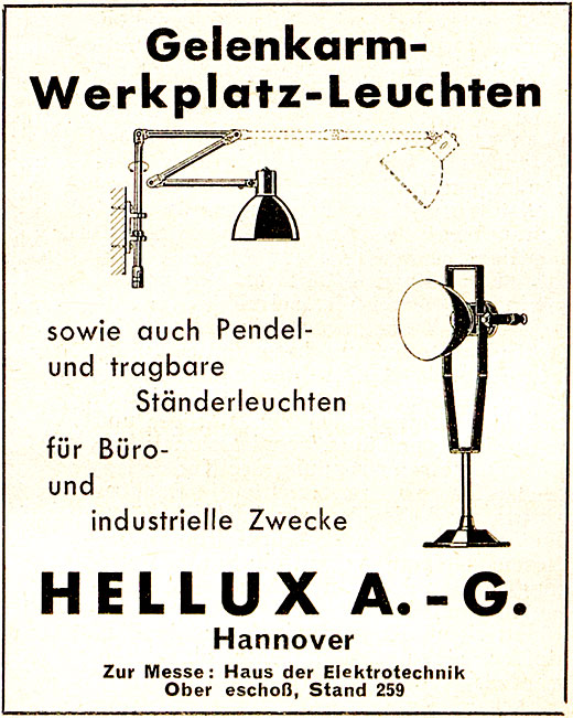 Hellux Anzeige Fabrikationsprogramm 1934