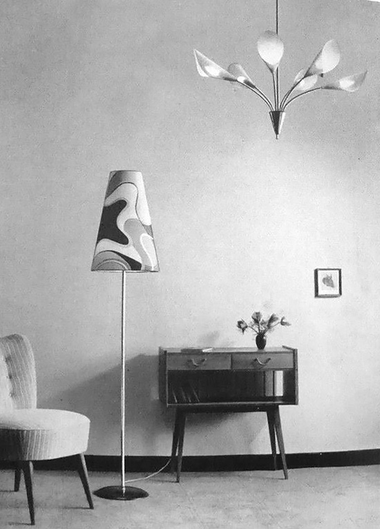 Hesse Leuchten Modelle &bdquo;Lady&ldquo; vund &bdquo;Ballerina&ldquo; von 1956. 