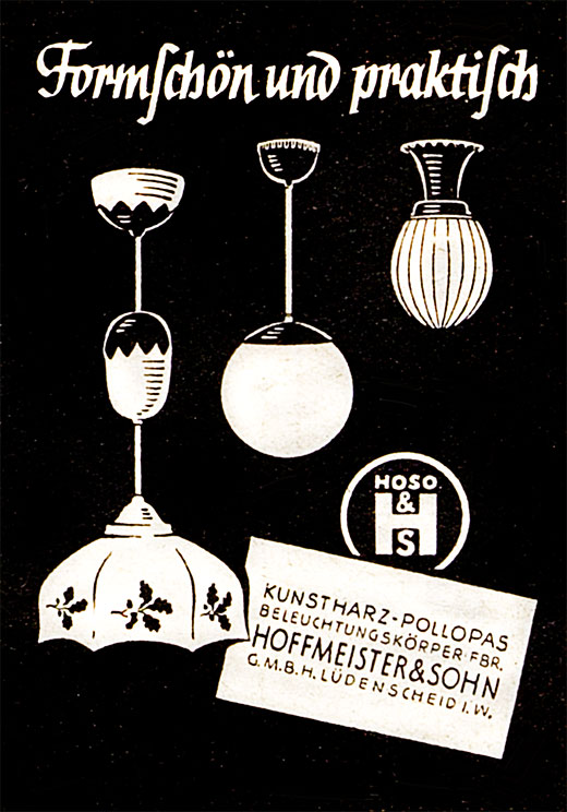 HOSO Anzeige für Deckenleuchten 1936