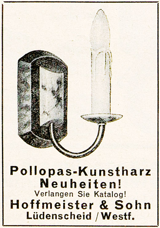 HOSO Anzeige für Pollopas Leuchten 1935