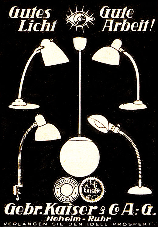 Kaiser Anzeige „Gutes Licht - Gute Arbeit“
Erscheinungstermin 1936.