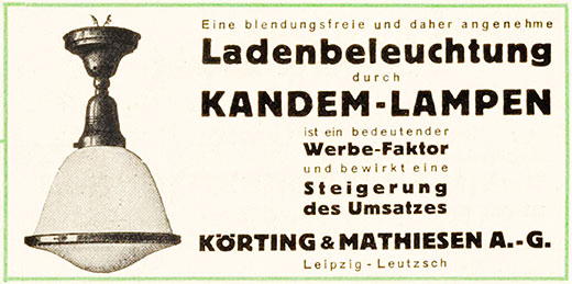 Kandem Ladenbeleuchtung Anzeige 1927