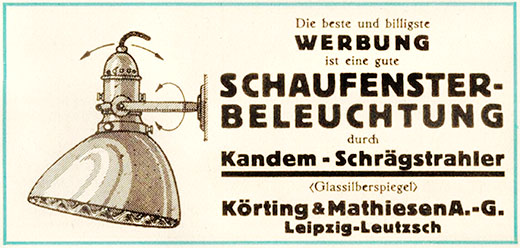 Kandem Schaufensterbeleuchtung Anzeige 1927