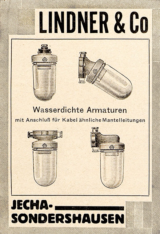 Lindner Anzeige wasserdichte Armaturen 1928 