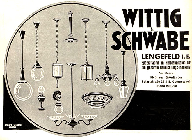 Wittig & Schwabe Anzeige für Halbfabrikate.
Erscheinungstermin 1929.