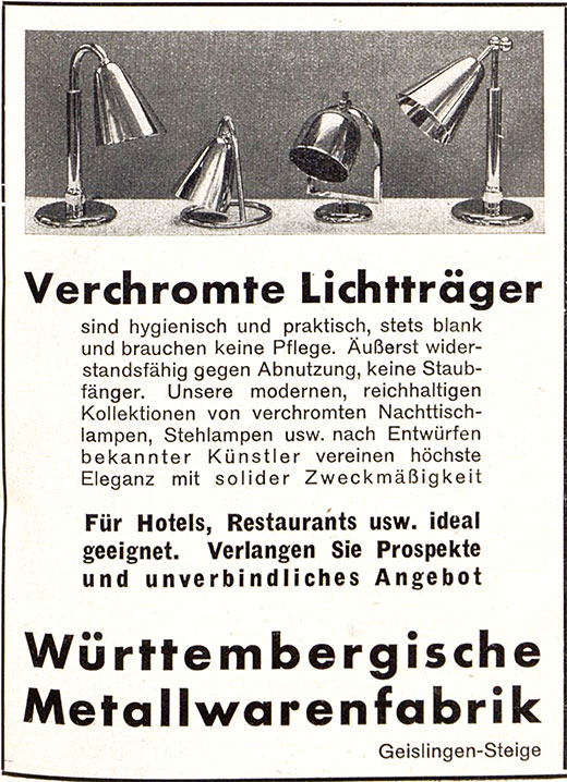 WMF Anzeige 1930 Lichtträger