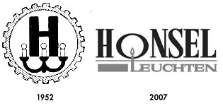 Honsel Leuchten Logo, Marke 1952 und 2007