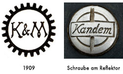 Kandem
Körting & Mathiesen AG Logo, Marke 1909 und Reflektorschraube