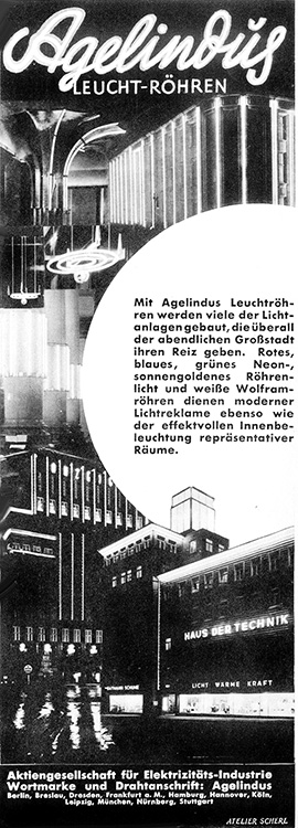 Agelindus Anzeige von 1931.