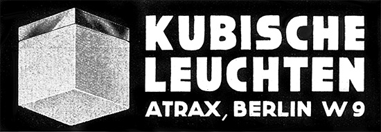ATRAX Anzeige f&uuml;r Kubische Leuchten, 1935.